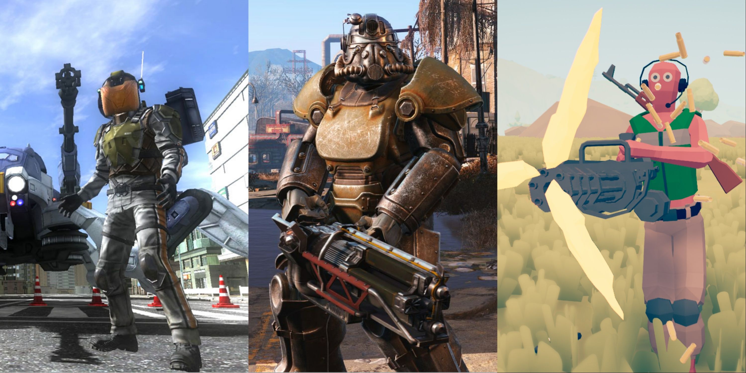 Earth Defense Force 4.1, Fallout 4, and Totally Accurate Battlgrounds Collage