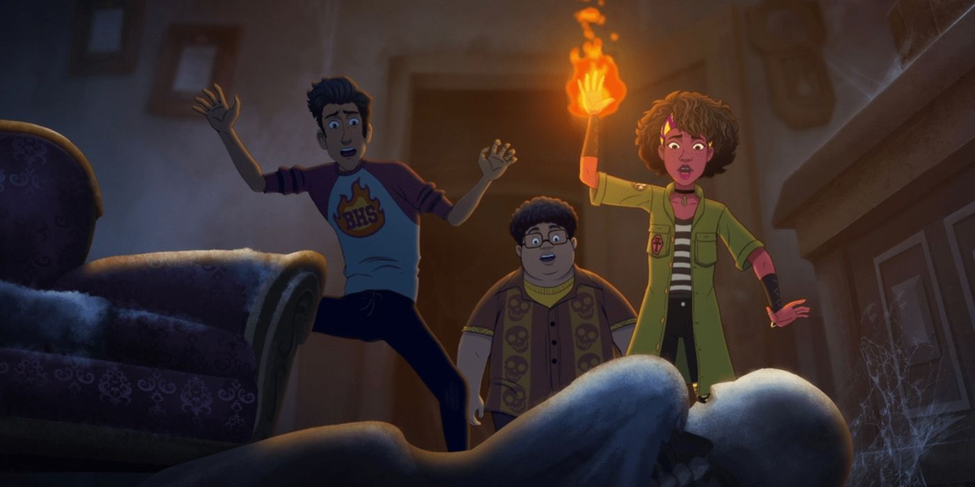 Soleil, Stanley, and Pat discover a body in DreamWorks' Fright Krewe