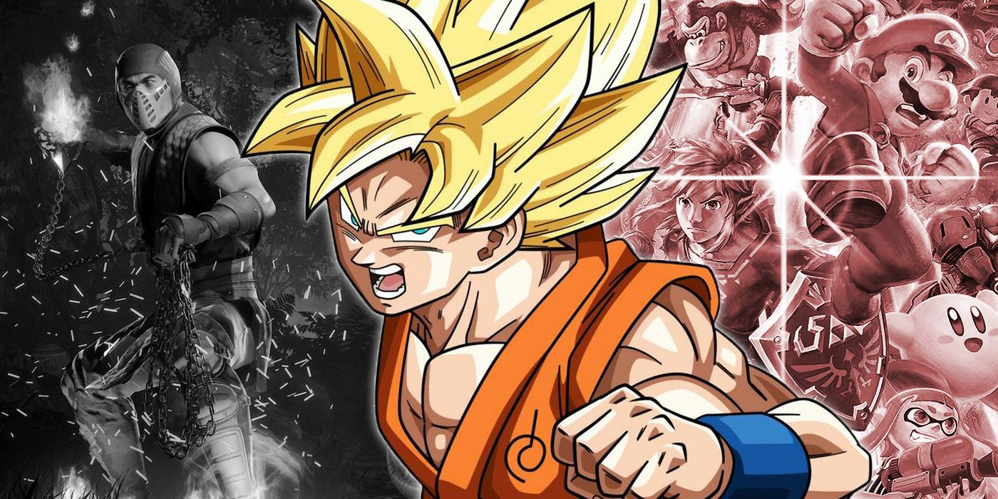 Super Saiyan Goku over tinted Scorpion in MK and the Super Smash Bros fighters
