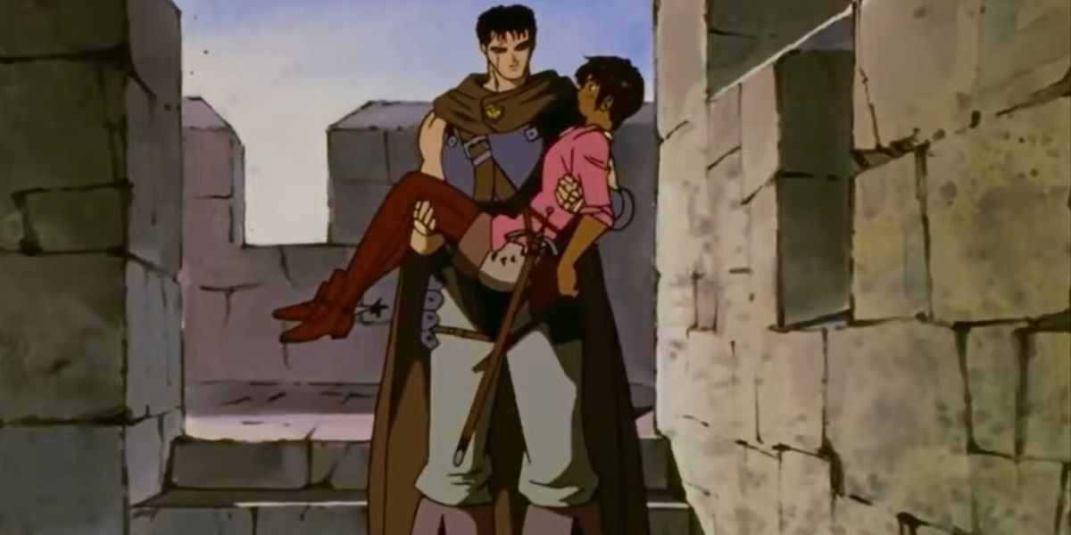 Guts picking up Casca after the battle of Doldrey in Berserk