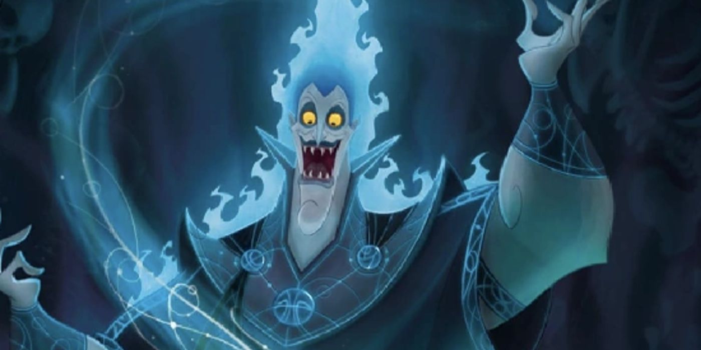 The evil Greek god Hades from Disney's animated series Hercules, as he appears in Disney's Lorcana by Ravensberger
