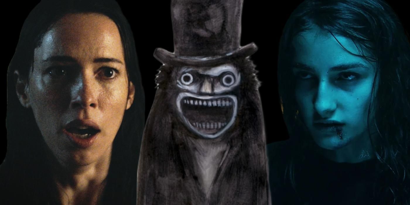 A collage featuring images from The Babadook, Veronica, and The Night House 