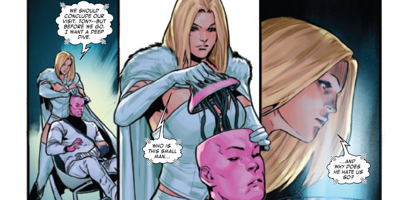 emma frost tearing into fei long's mind to find out why he hates mutants