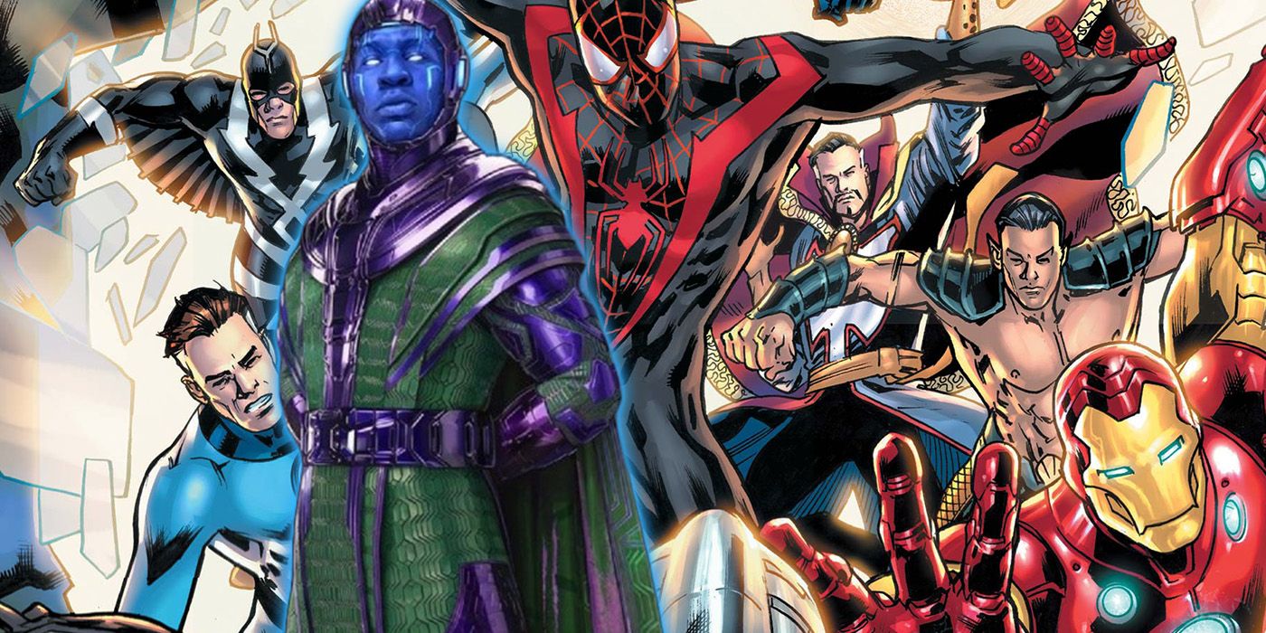 MCU Kang from Ant-Man 3 and Miles Morales and Avengers in Ultimate-Invasion