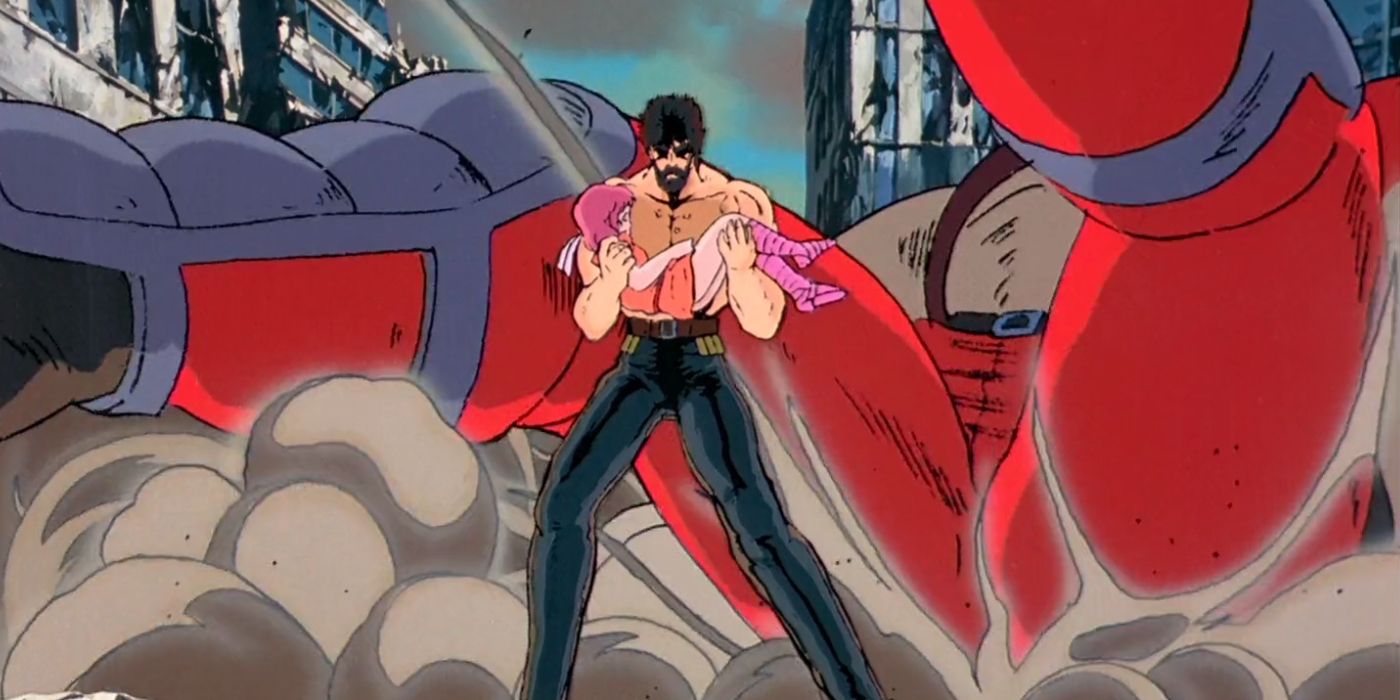 Kenshiro takes down a large opponent in Fist of The North Star anime.