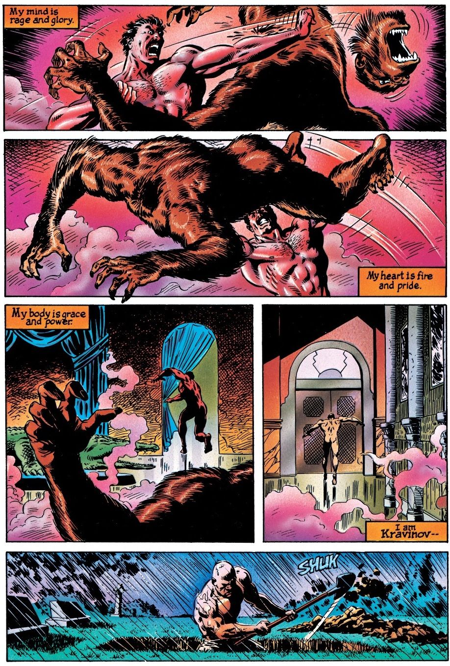 Kraven the Hunter is given his own distinctive lettering