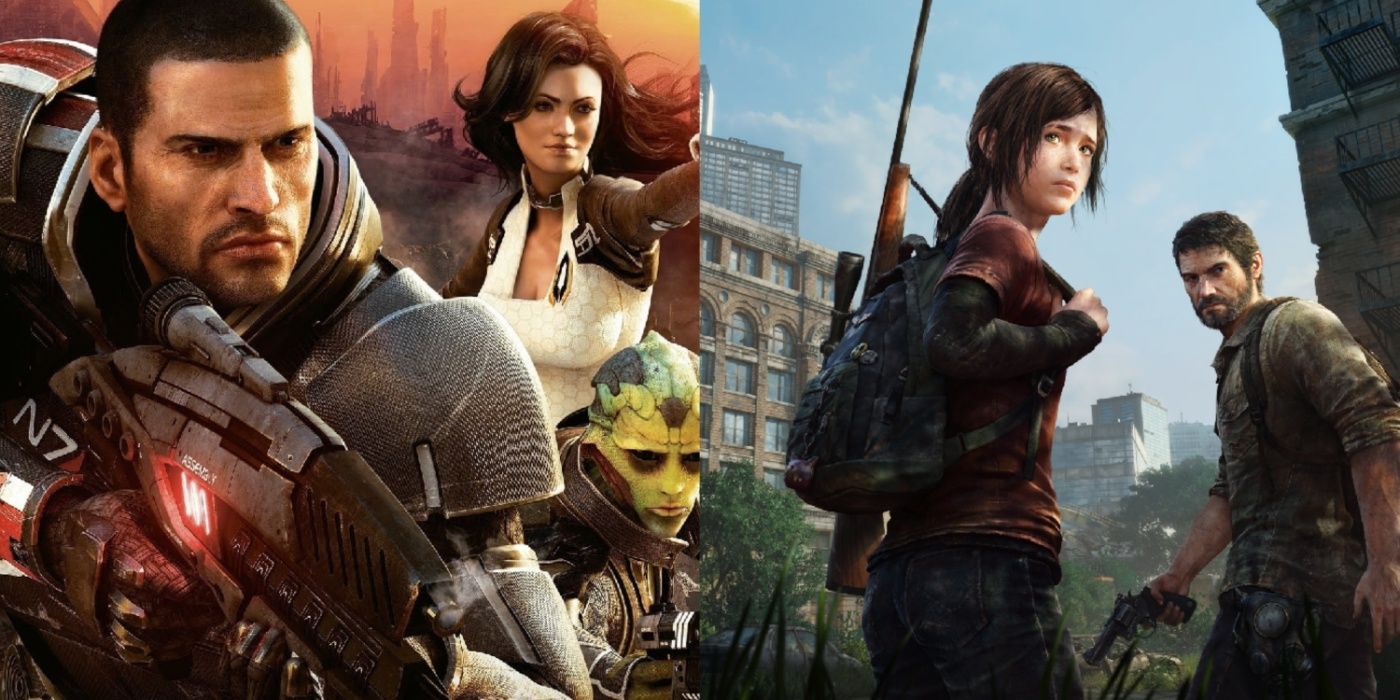 Split image of Mass Effect 2 and The Last of Us key art.