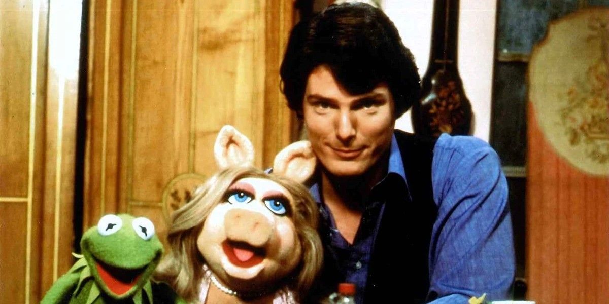 Caco, Miss Piggy e Christopher Reeve no The Muppet Show
