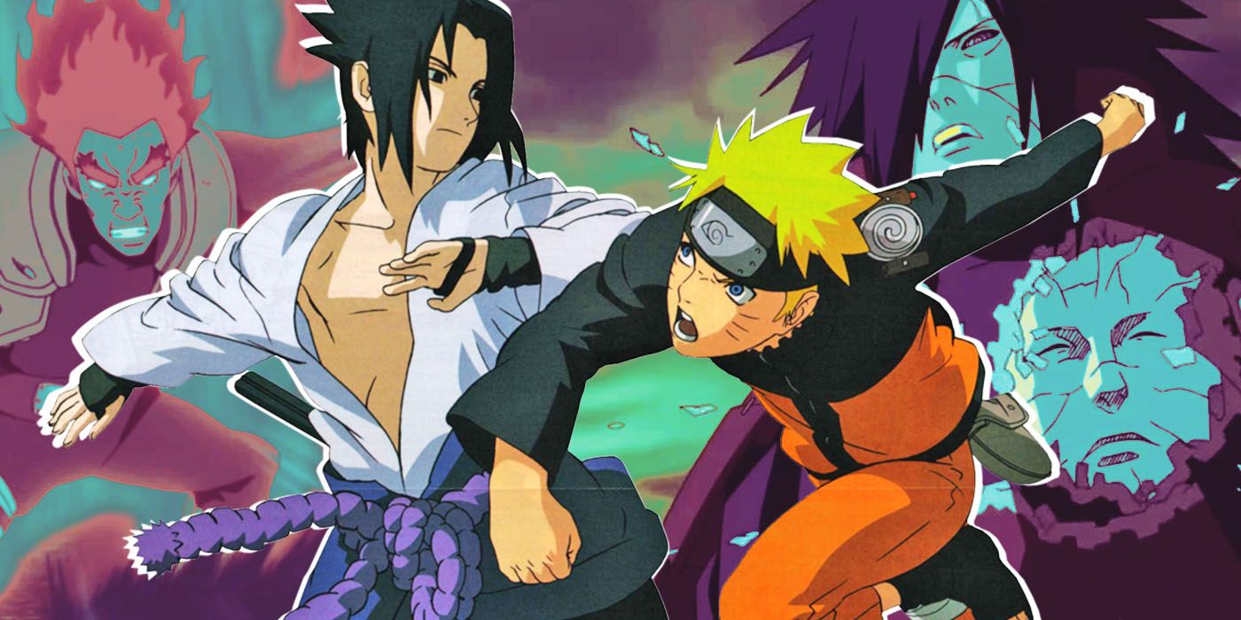 Naruto, Sasuke, Madara, and Might Guy