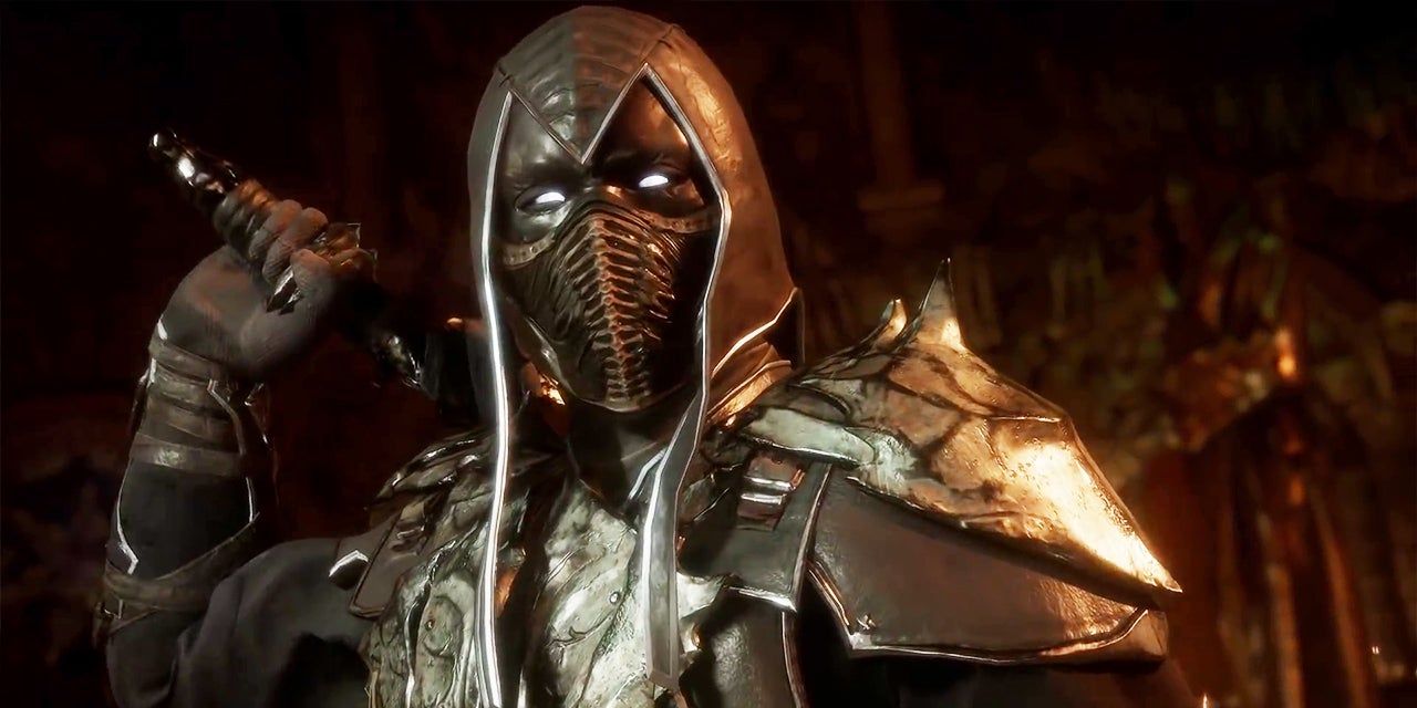 Noob Saibot is ready to unsheathe his sword during his character intro in Mortal Kombat 11