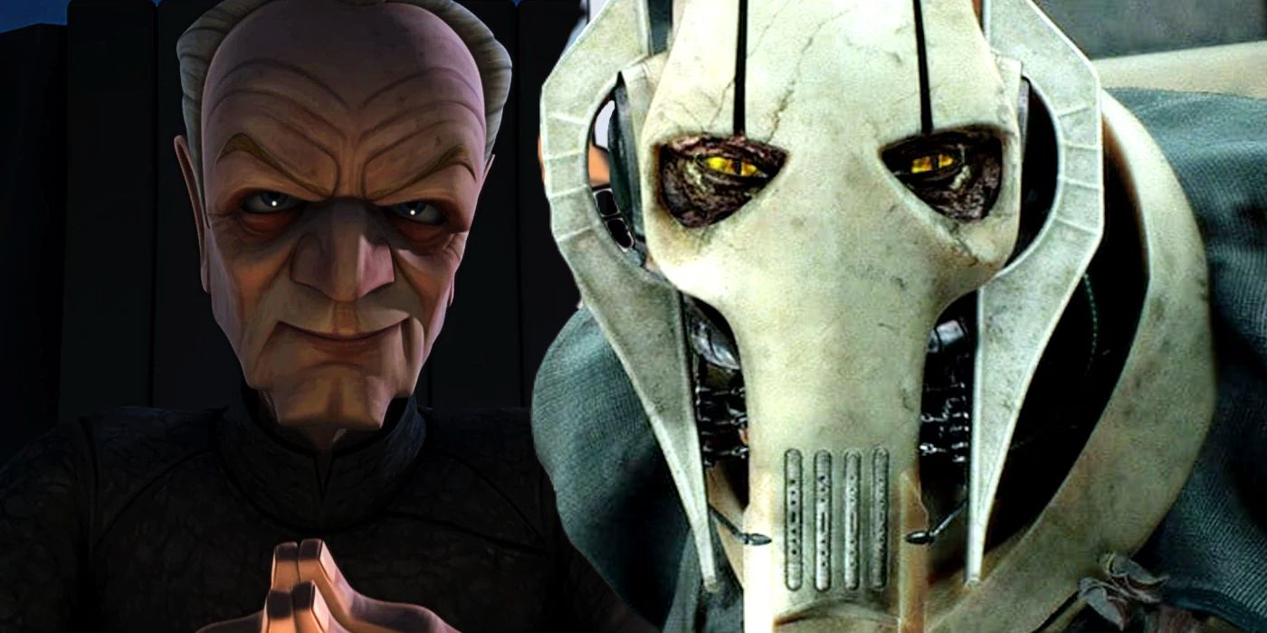 Split: Chancellor Palpatine in The Clone Wars; General Grievous in Revenge of the Sith