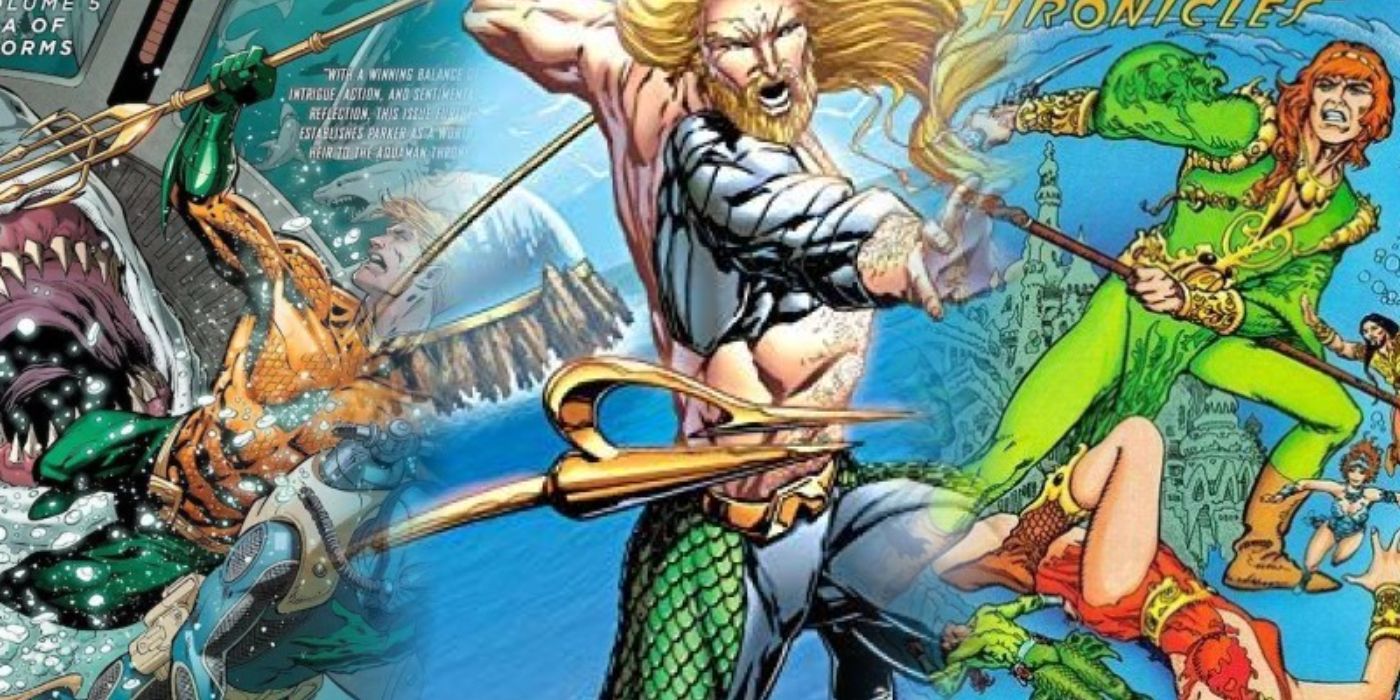 Capas de Aquaman de Jeff Parker, Aquaman de Peter David e The Atlantis Chronicles.
