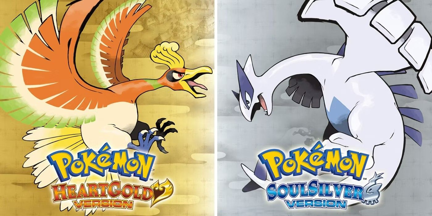A split image of Pokemon games HeartGold and SoulSilver