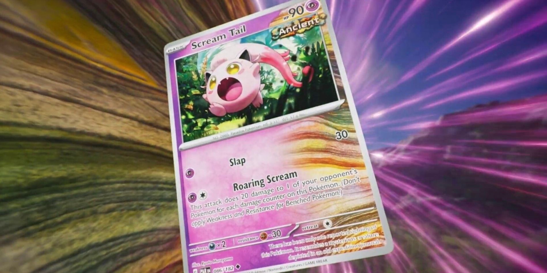Uma carta Scream Tail na expansão Pokémon TCG: Paradox Rift
