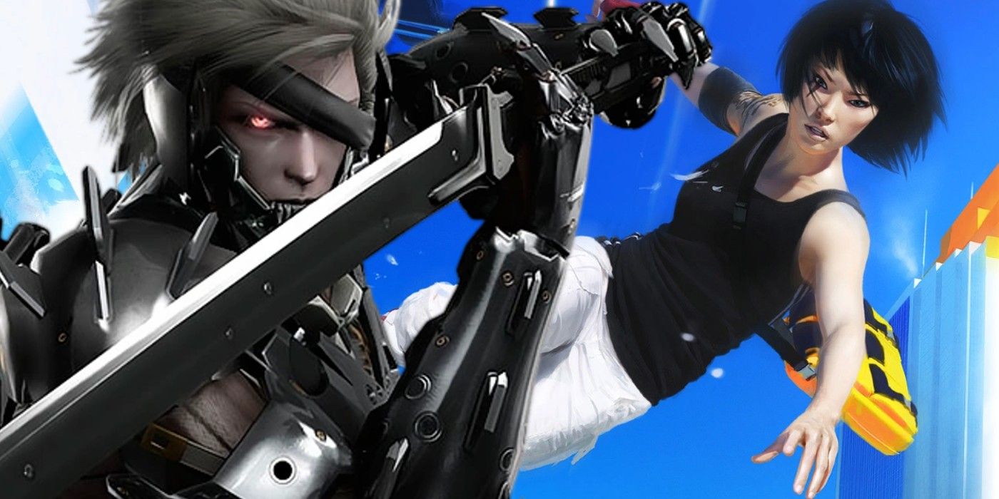 A collage of Raiden from Metal Gear Rising: Revengeance and Faith from Mirror's Edge