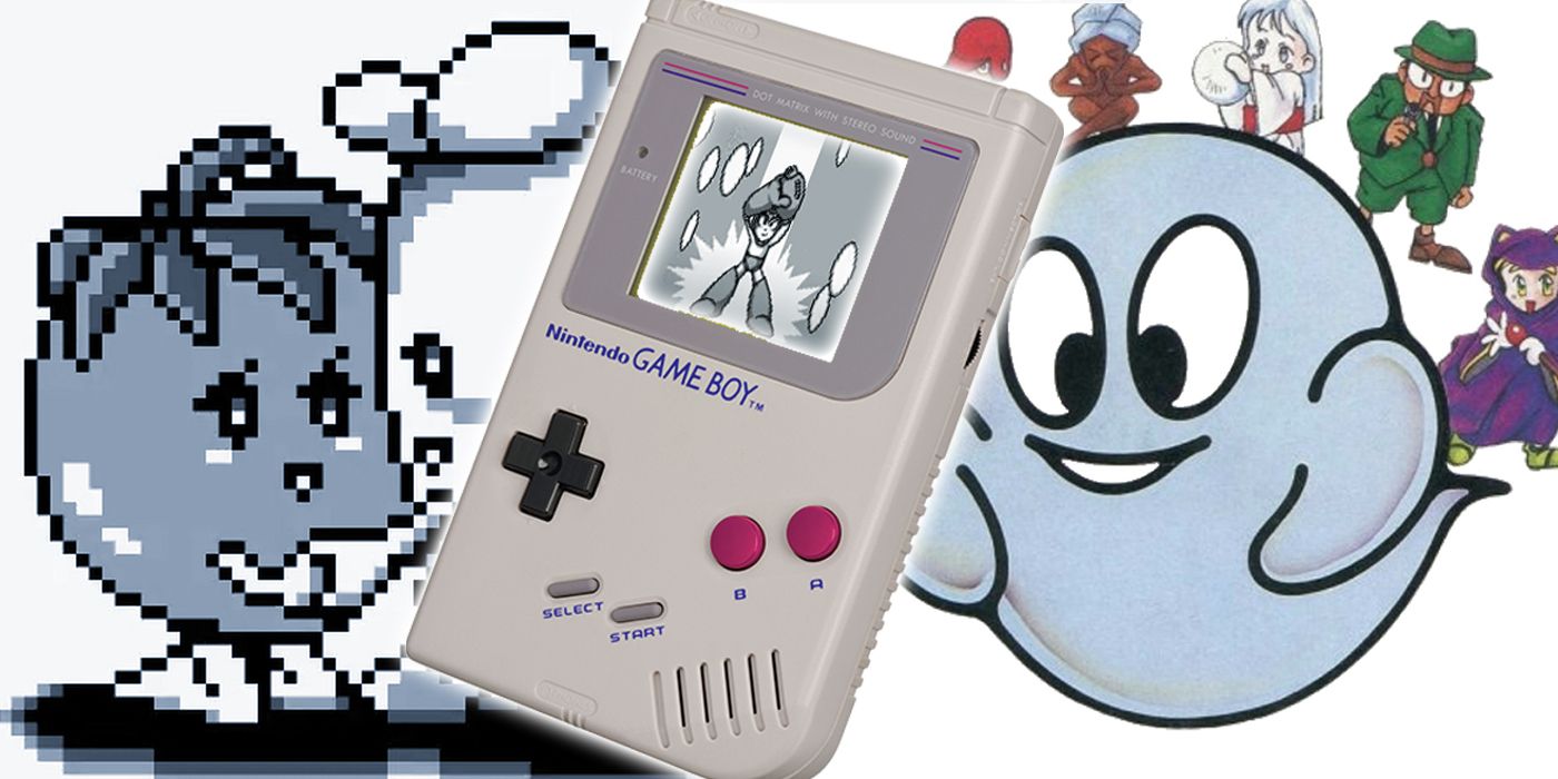 A collage of a Game Boy and several Game Boy characters