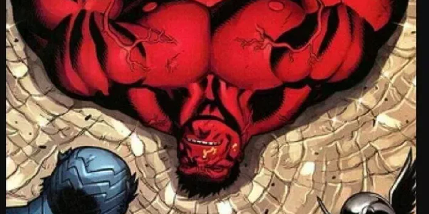 Red Hulk deixado inconsciente pelo Hulk normal.