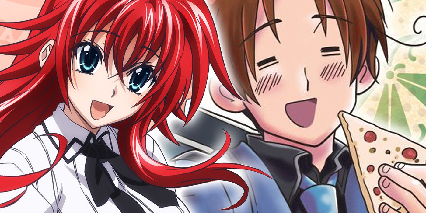 Risa Gremory smiles at the viewer and Italy eats pizza