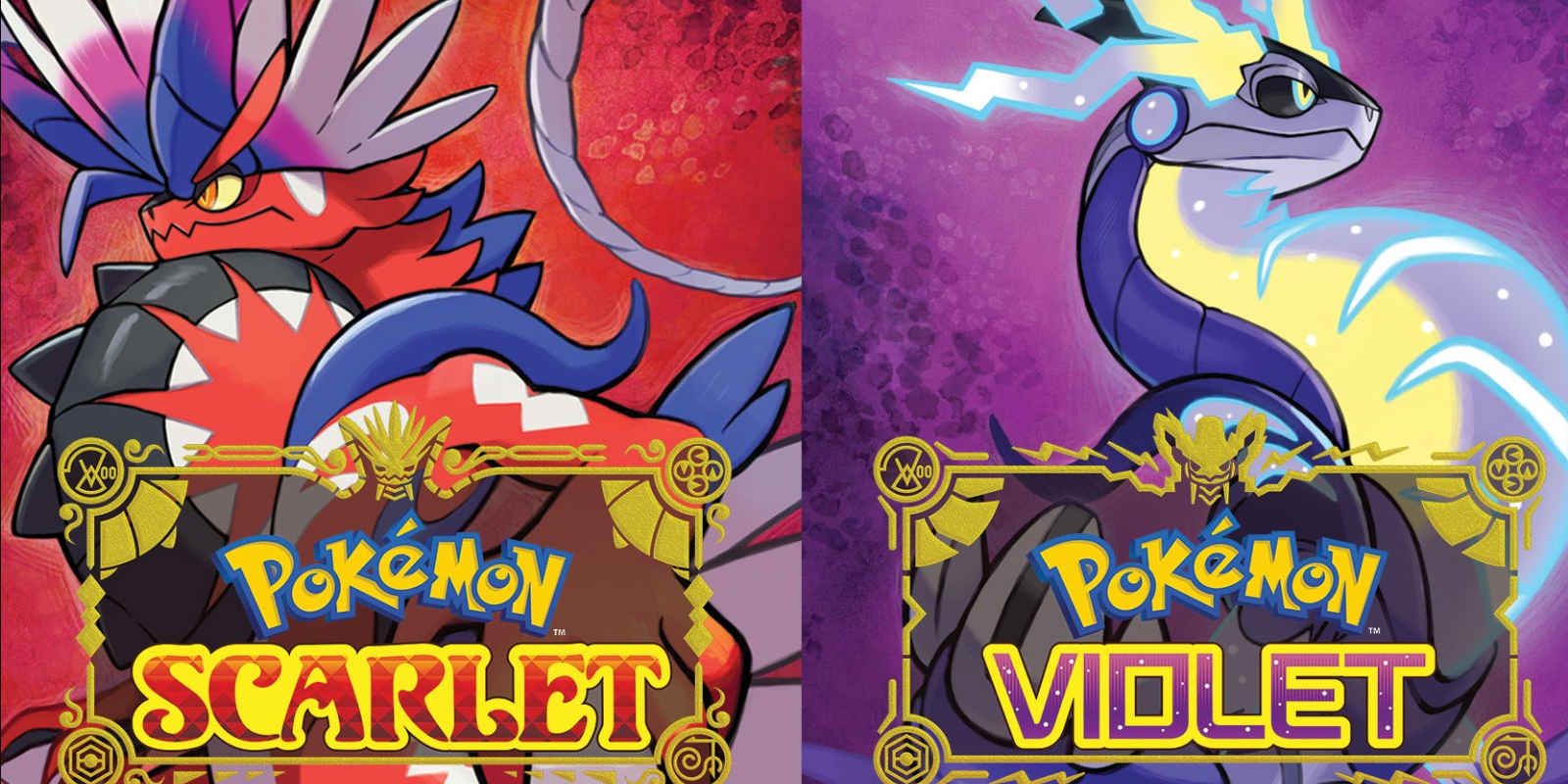 The legendary pokemon from Scarlet and Violet side by side