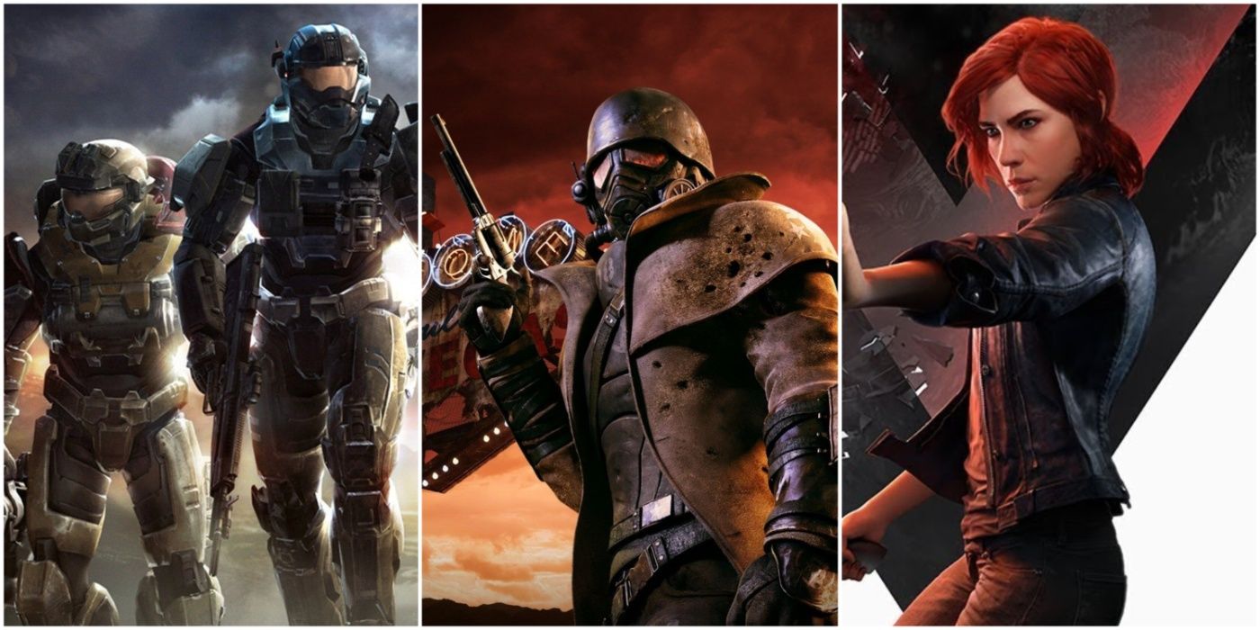 A split image showing Halo: Reach, Fallout: New Vegas and Control best sci-fi video games
