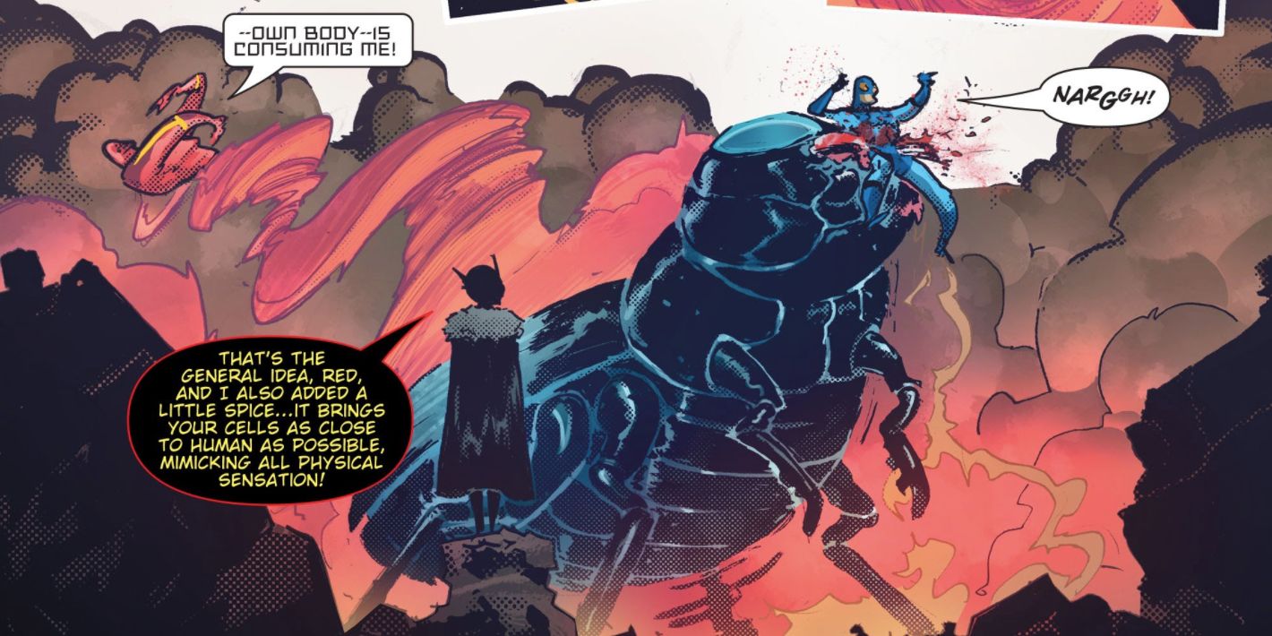 Blue Beetle eaten alive by an actual blue beetle in DC Comics Death Metal