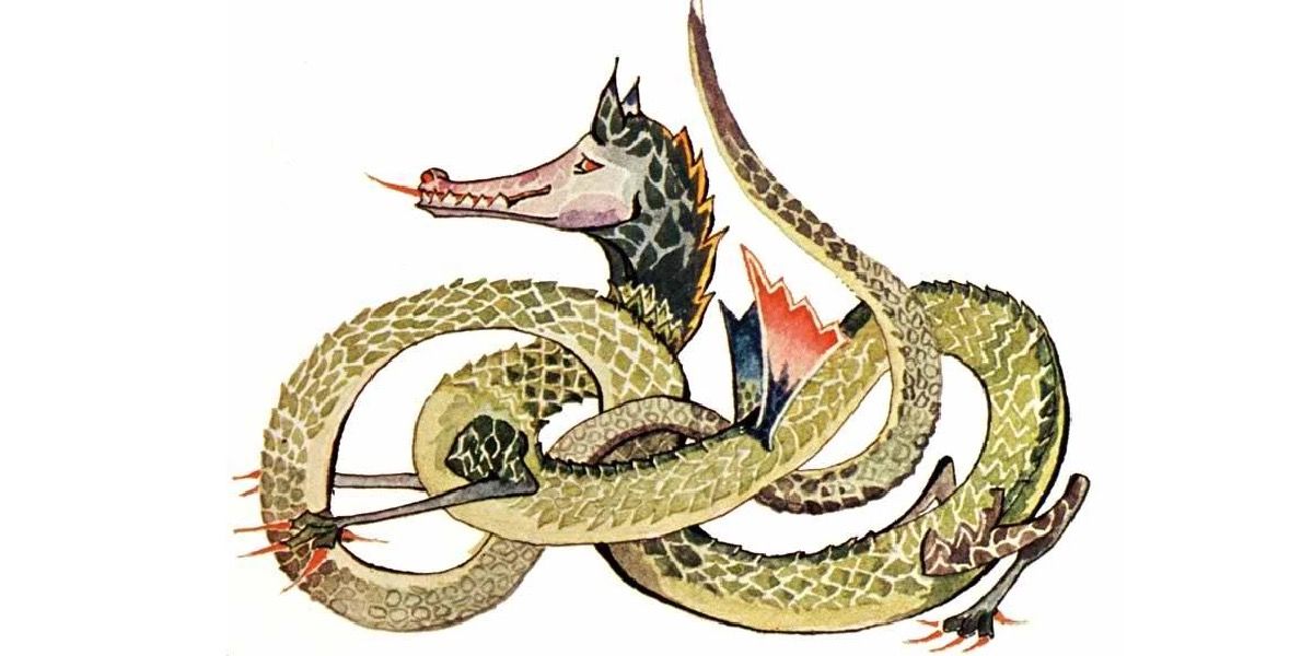 A drawing by J.R.R. Tolkien depicting a dragon