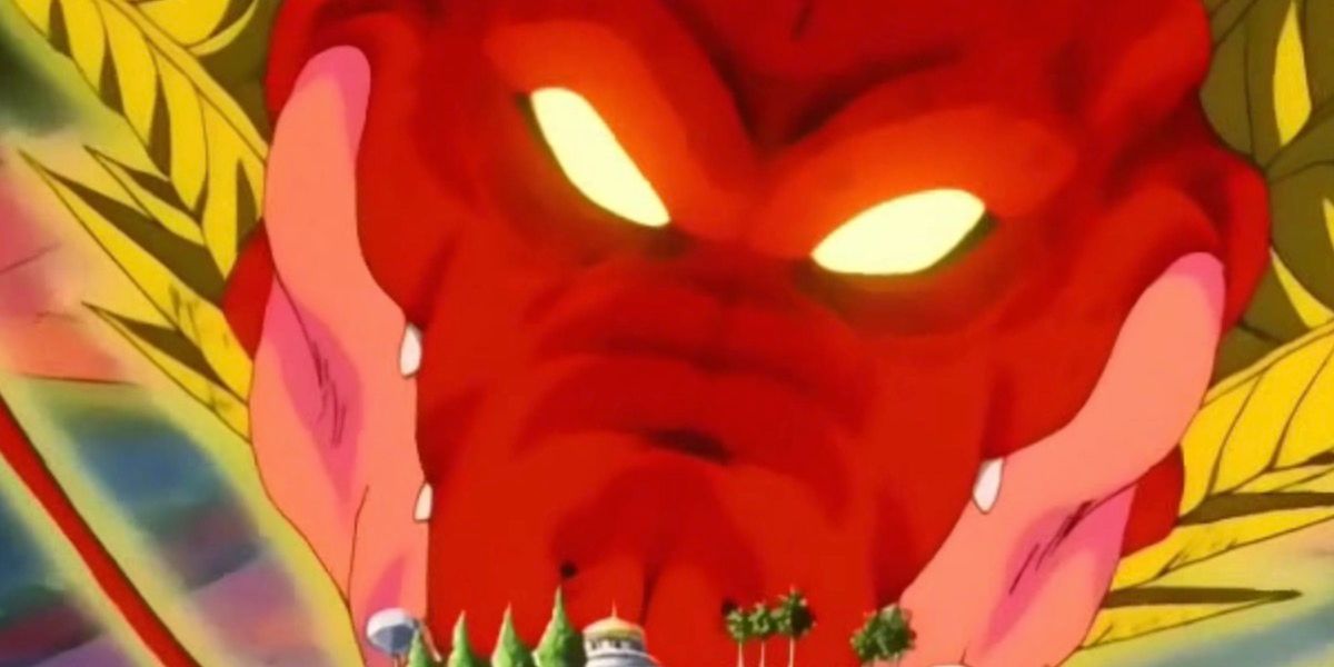 Ultimate Shenron looms over Kami's lookout in Dragon Ball GT.