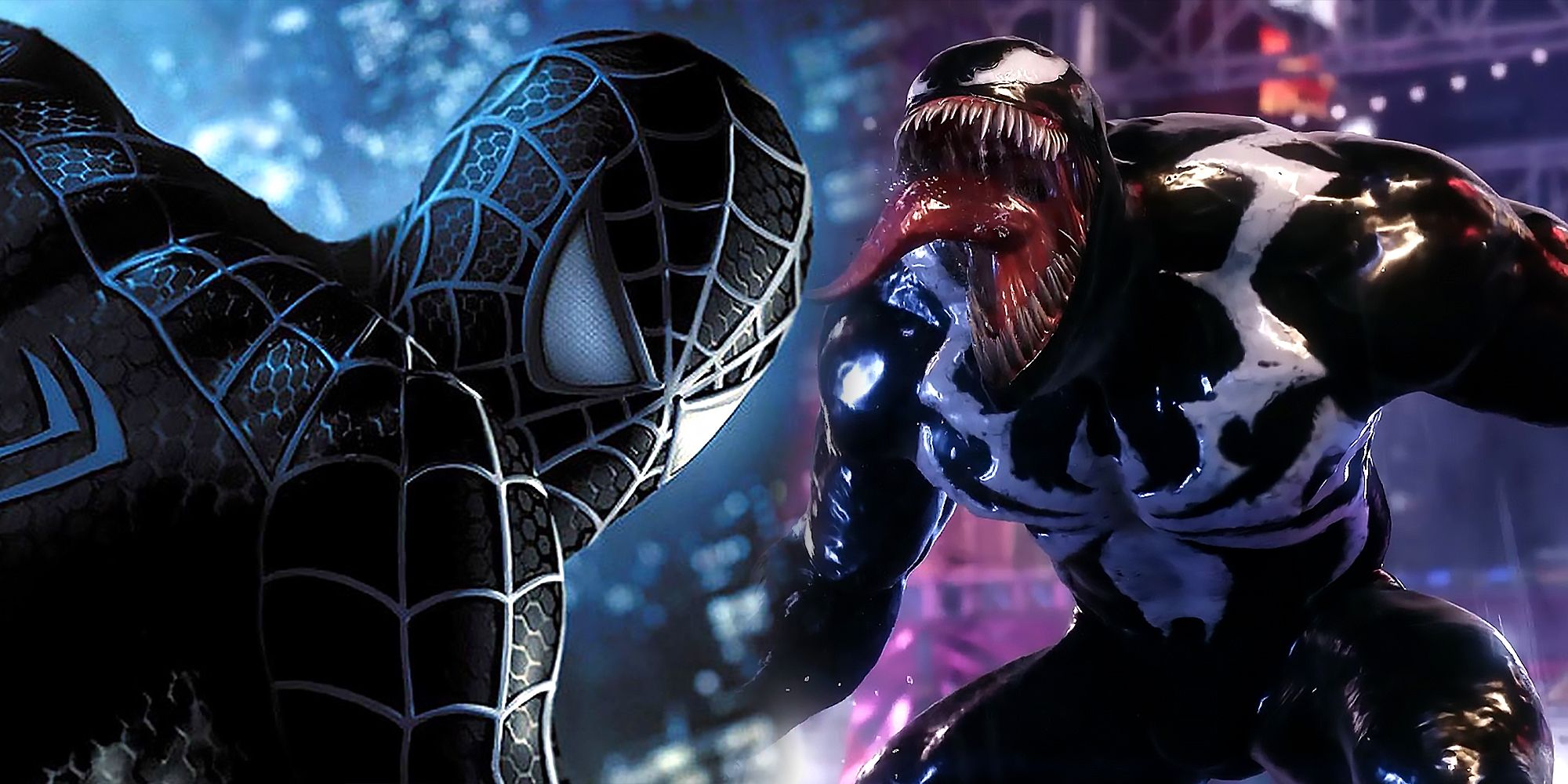 Sony's Spider-Man 3 black suit and Venom from Marvel's Spider-Man 2