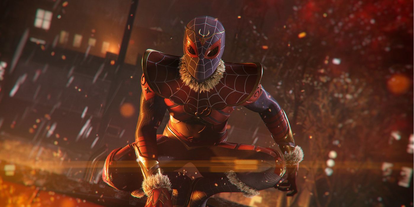 Homem-Aranha agachado em um terno elegante em Homem-Aranha 2 da Marvel