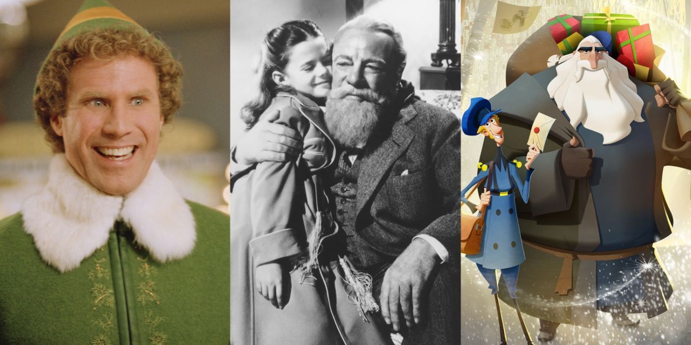 Split Image of Elf, Miracle on 34th Street, and Klaus