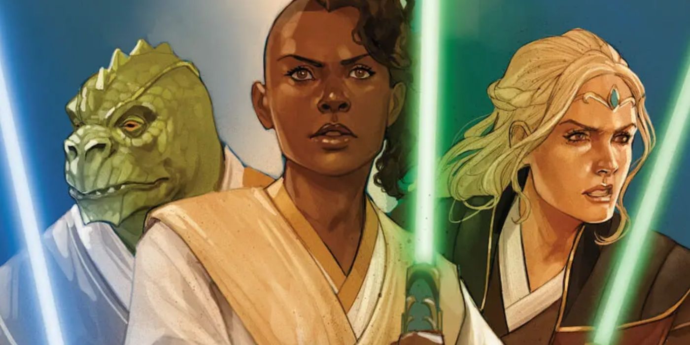 Sskeer, Keeve Trennis e Avar Kriss na capa da série 2021 Star Wars: The High Republic.