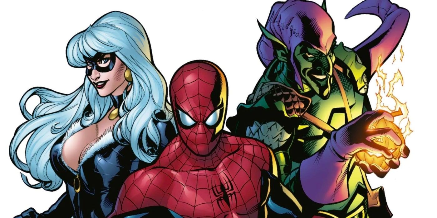 Terry Dodson illustrations of Spider-Man, Black Cat and Green Goblin