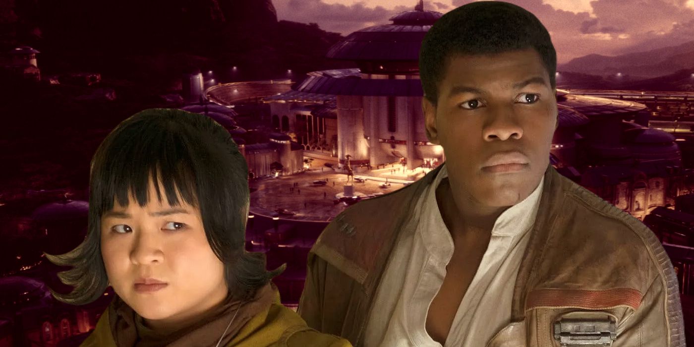 Finn (Jon Boyega), Rose Tico (Kelly Marie Tran), and Canto Bight in Star Wars: The Last Jedi