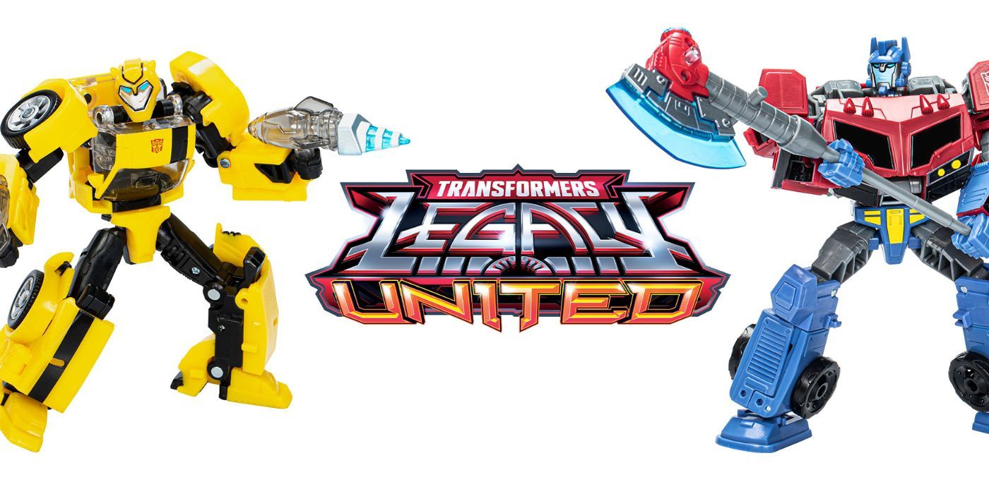 Animated Universe Bumblebee and Optimus Prime from the Transformers: Legacy toyline.