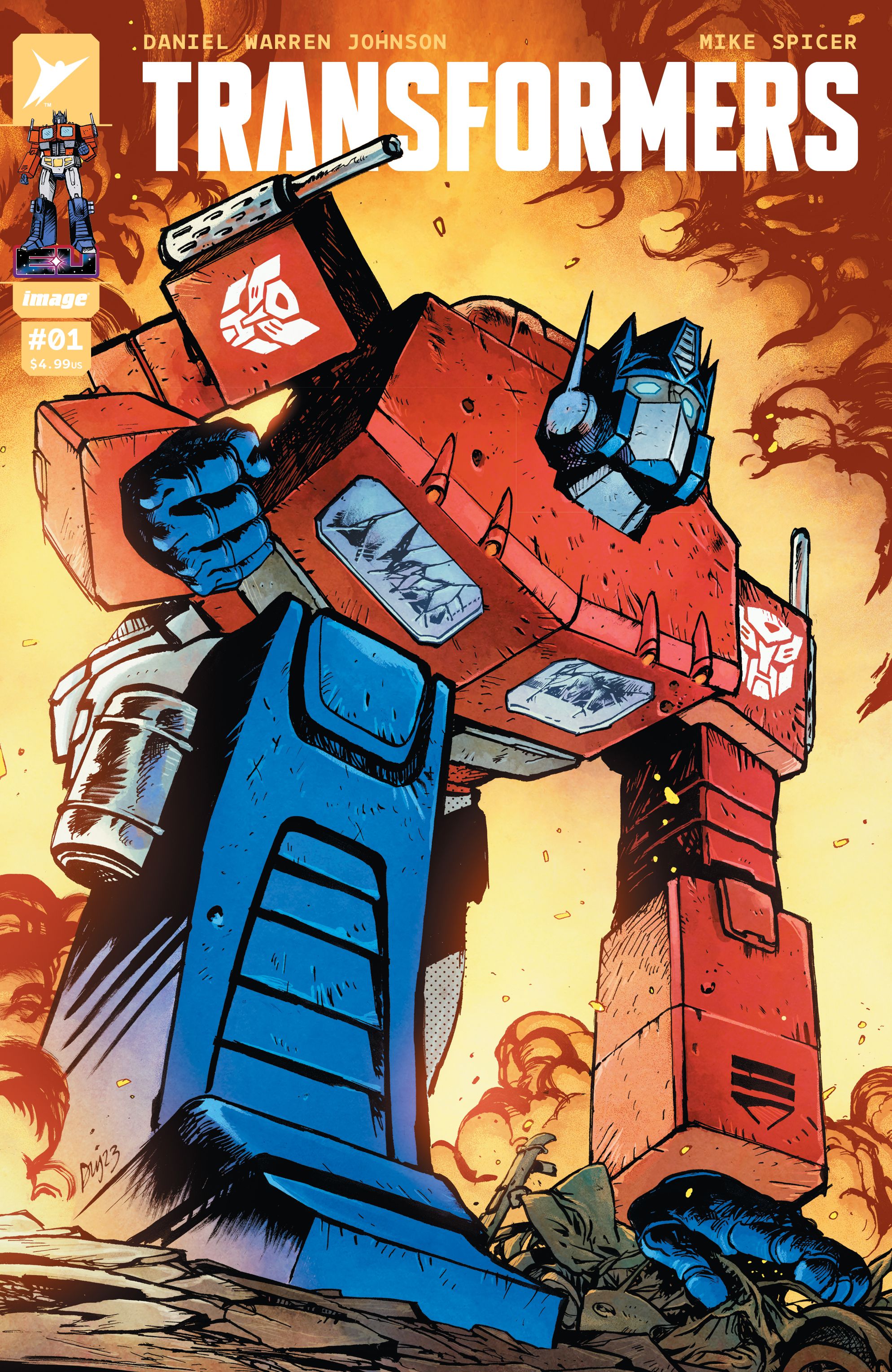 Optimus Prime on the cover of Transformers #1