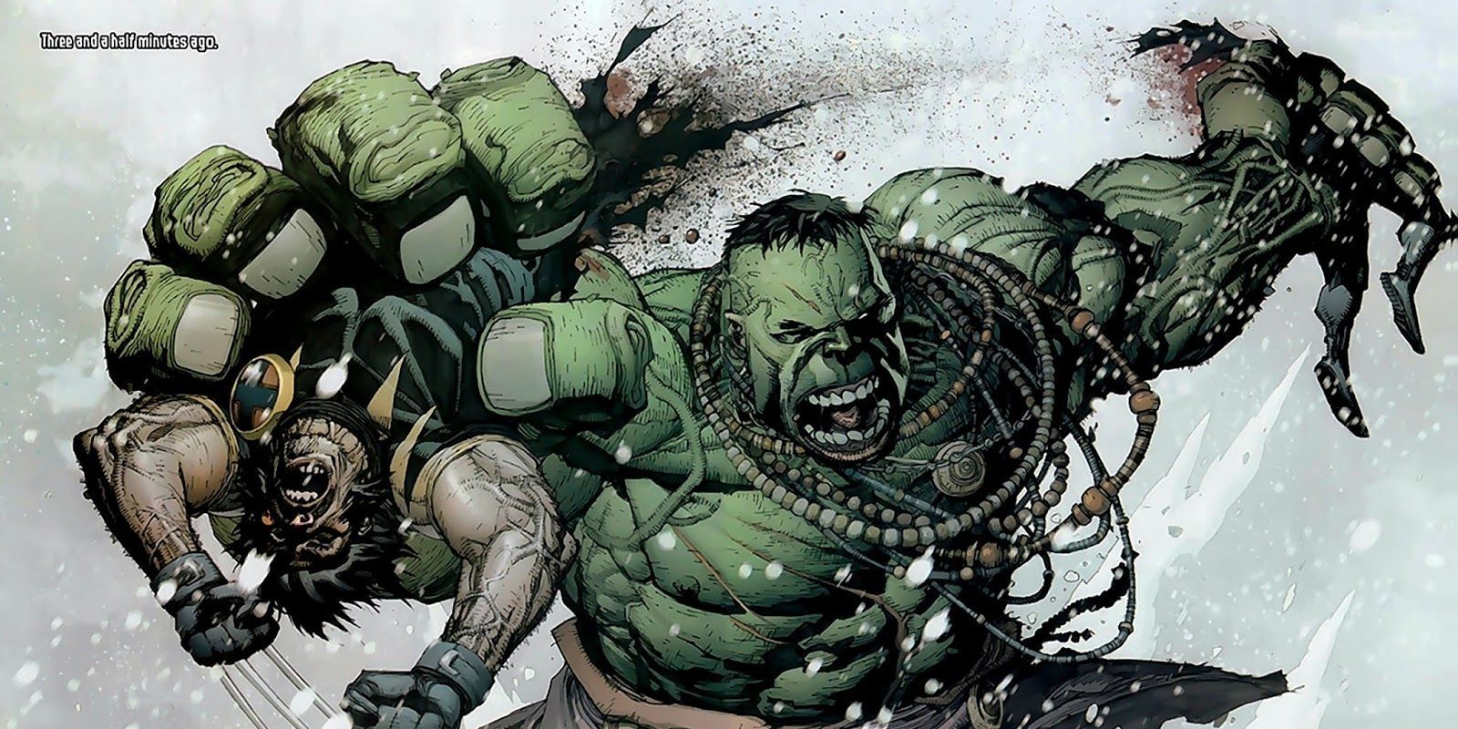 Hulk rasgando Wolverine ao meio
