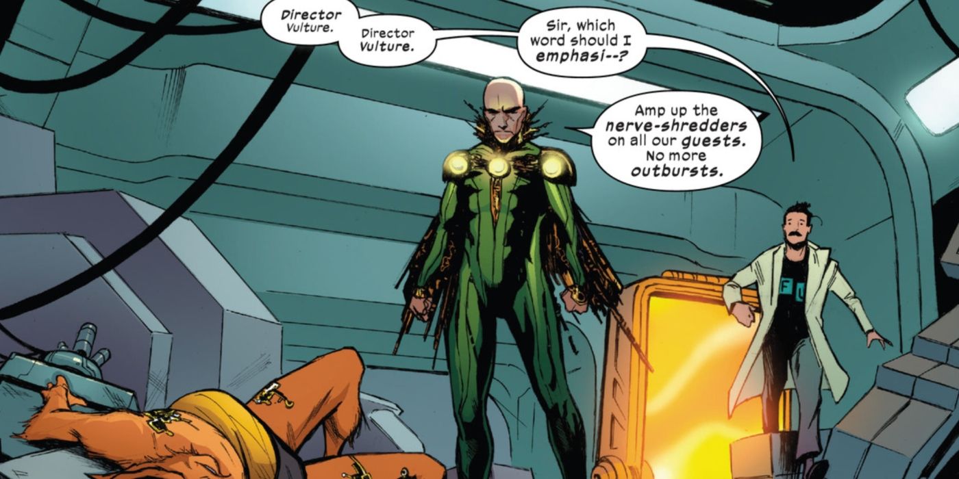 O diretor Vulture luta contra os X-Men em Uncanny Spider-Man #1