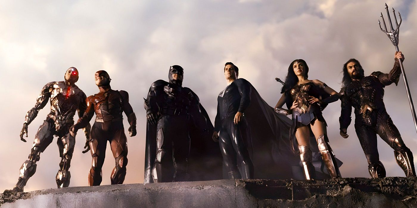 Zack Snyder's Justice League standing on a cliff.