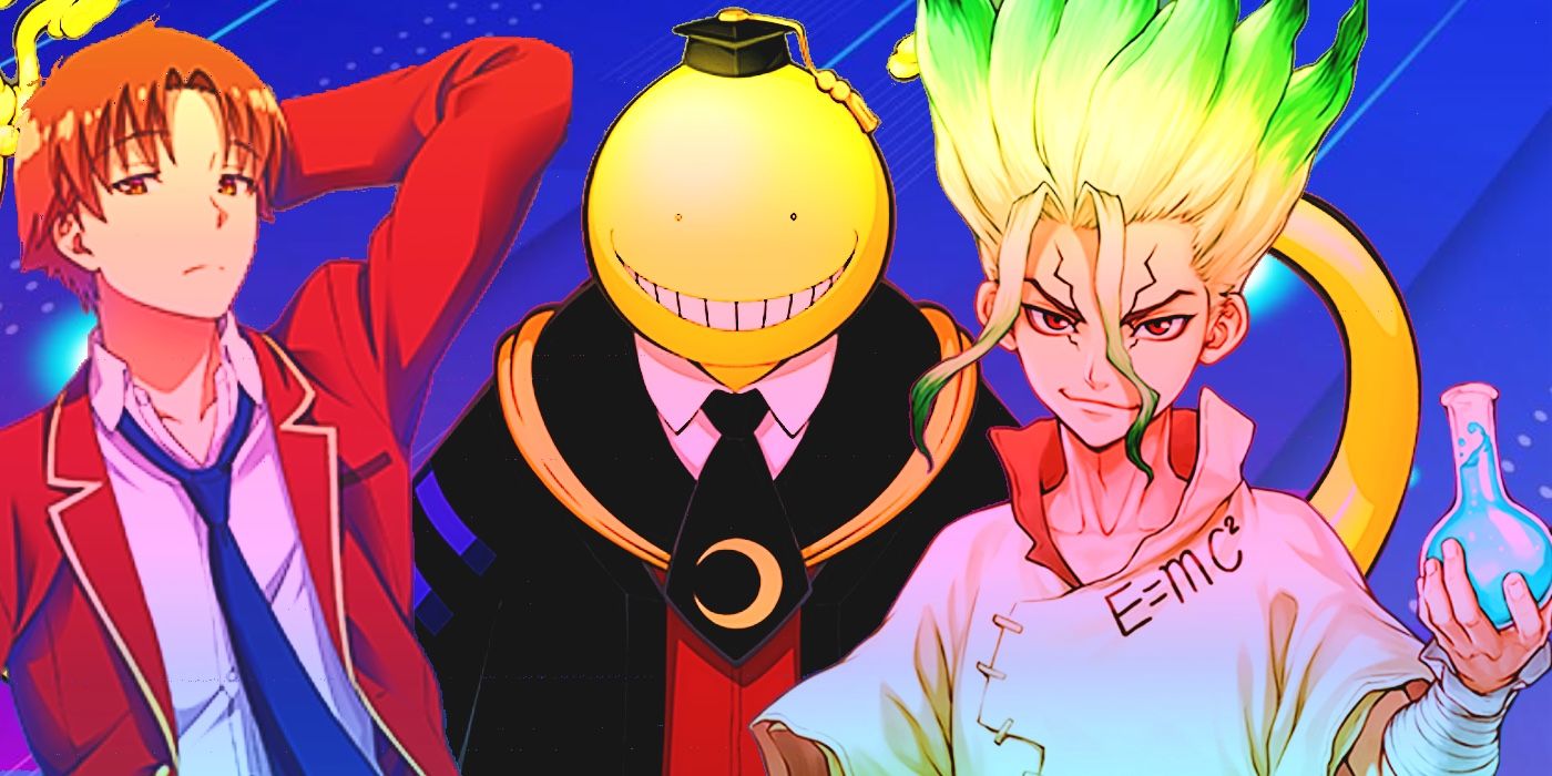 Kiyotaka Ayanokoji from Classroom of the Elite, Korosensei from Assassination Classroom; Senku Ishigami from Dr. Stone. 