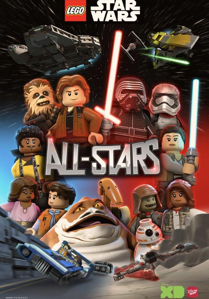 A collage of the cast of Lego Star Wars All-Stars