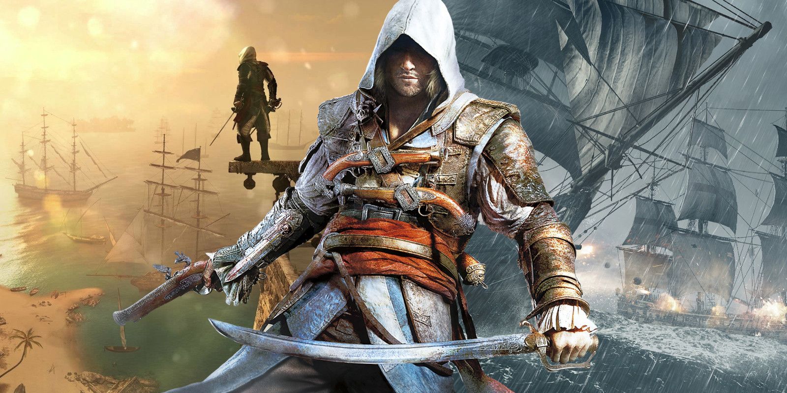 Edward Kenway and pirate ships from Assassin's Creed IV: Black Flag
