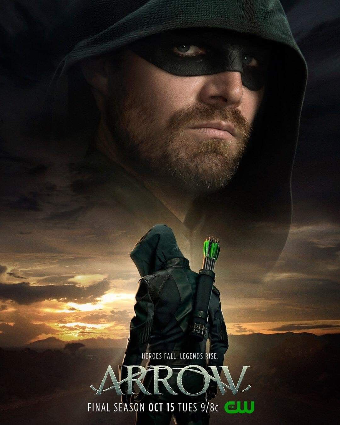 Stephen Amell as Oliver Queen in the CW's Arrow Final Season Poster