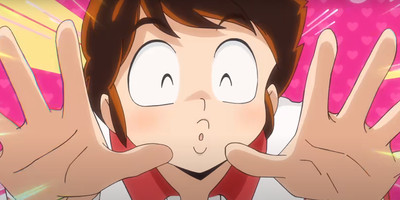 Ataru making a kissy face in the rebooted Urusei Yatsura anime