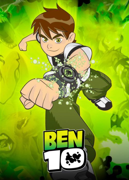Ben 10 series 2005 Ben leaping toward the screen with his watch 