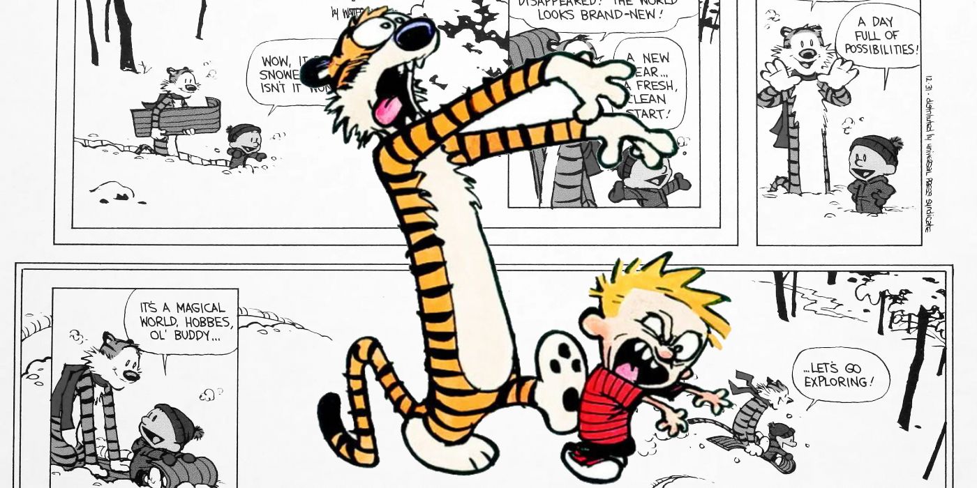 Calvin and Hobbes making faces