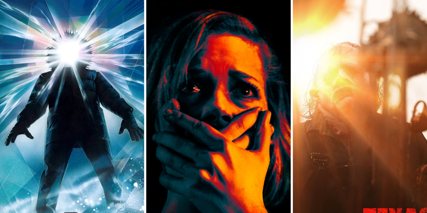 split image: The Thing, Don't Breathe and Texas Chainsaw Massacre posters