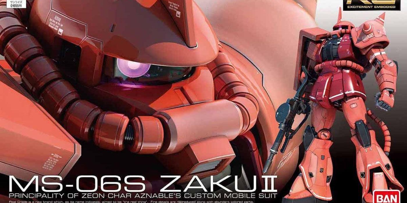 Um modelo de nível real do Zaku-II de Char, do Mobile Suit Gundam.