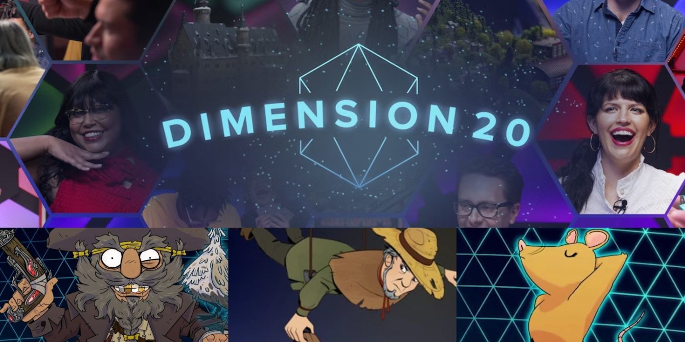 The header image for Dimension 20 on Dropout with several character images