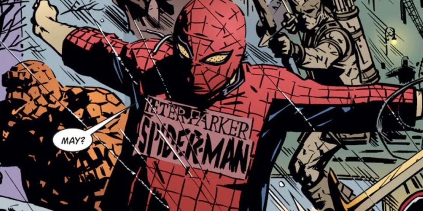 Earth X Spider-Man jumping into action in Marvel Comics