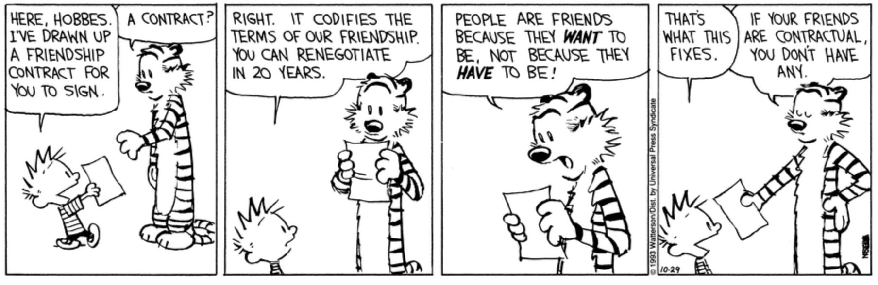 Contractual friends in Calvin and Hobbes